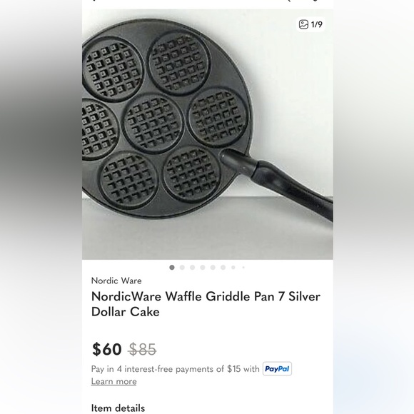 Nordic Ware Waffle -Dollar Size Waffle Pan, stove top pan. - Picture 7 of 9
